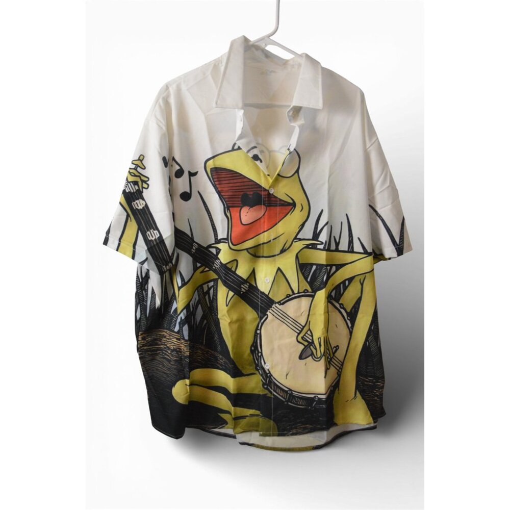 Muppets Short Sleeve Button Up Shirt Size 3XL - Kermit the Frog Banjo - NEW